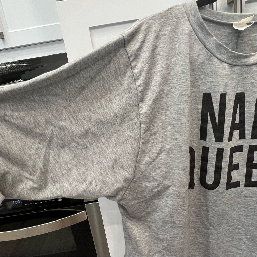 NAP QUEEN Gray Heathered Lightweight Crewneck Sweatshirt - Picture 6 of 7